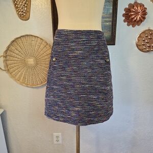 LOFT Multicolor Rainbow Tweed Boucle Mini Skirt Preppy Classic Old Money